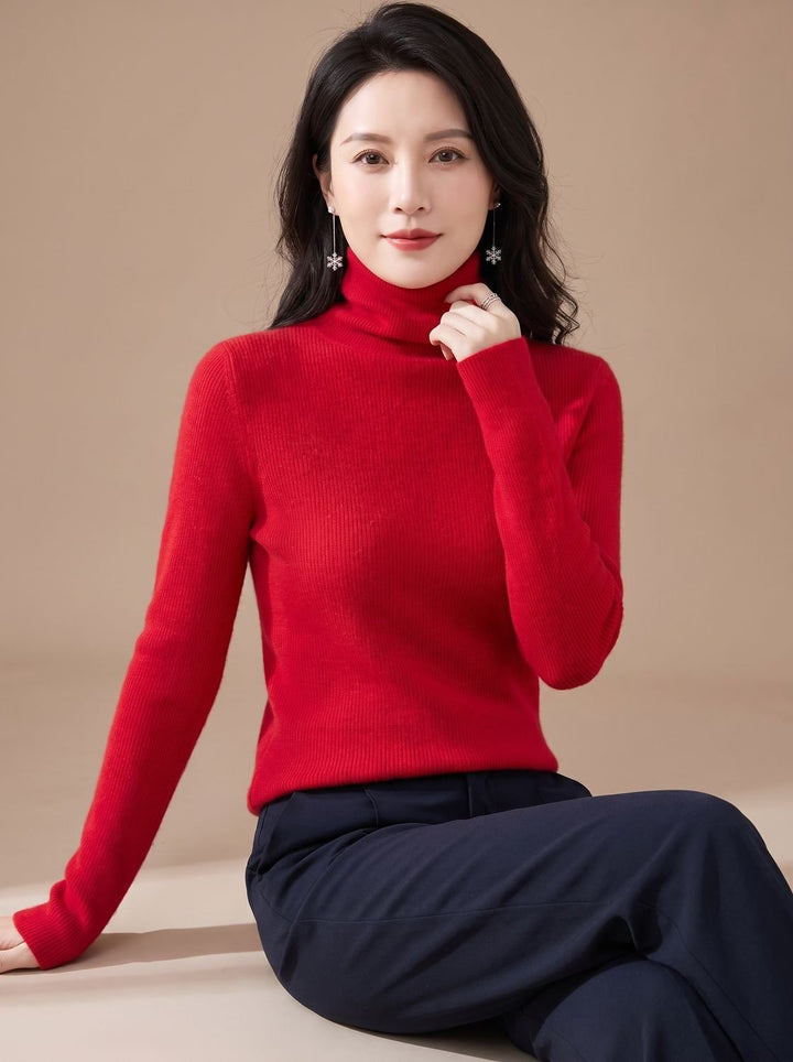 Women's Slim-Fit Ribbed Turtleneck Sweater
