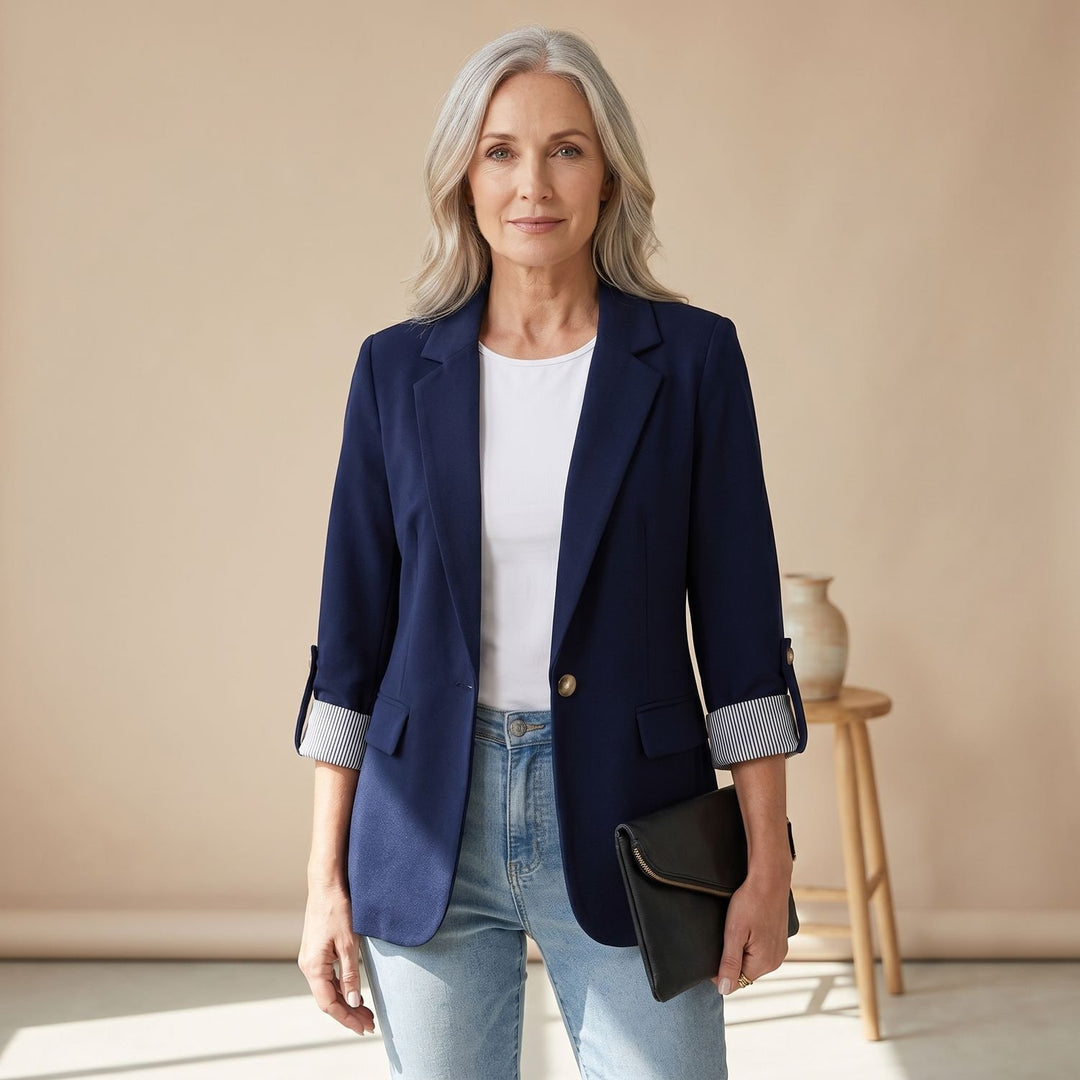 Women's Slim-Fit Rolled-Sleeve Business Casual Blazer