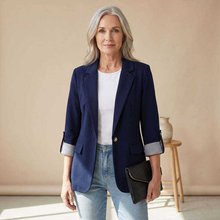 Women's Slim-Fit Rolled-Sleeve Business Casual Blazer
