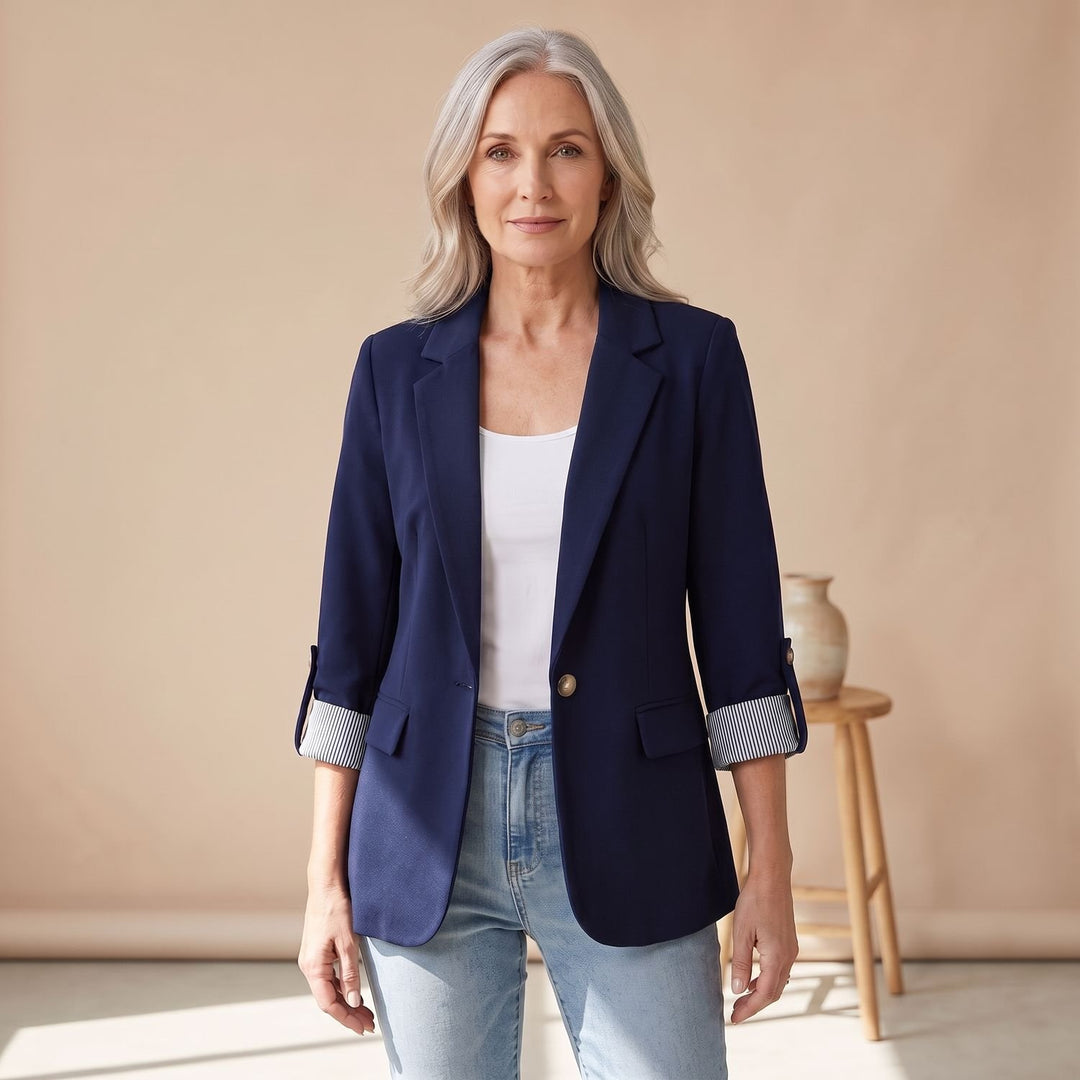 Women's Slim-Fit Rolled-Sleeve Business Casual Blazer