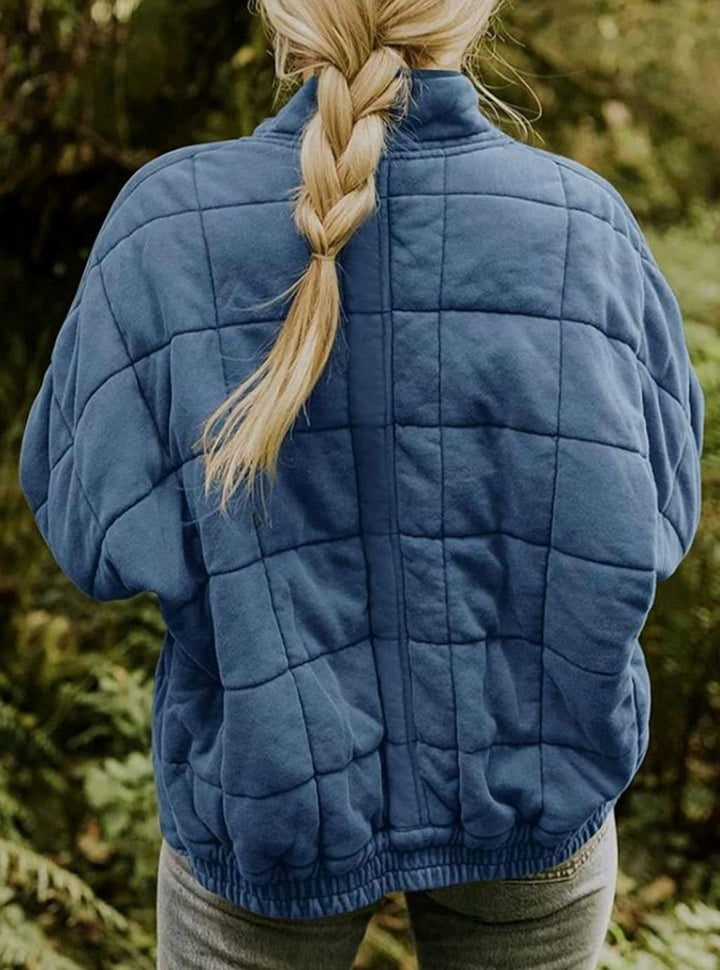 Women's Slim-Fit Zip-Up Quilted Jacket Stand Collar
