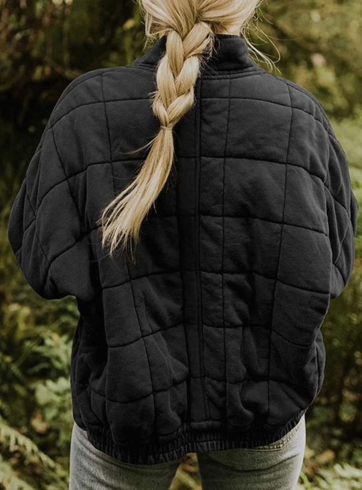 Women's Slim-Fit Zip-Up Quilted Jacket Stand Collar