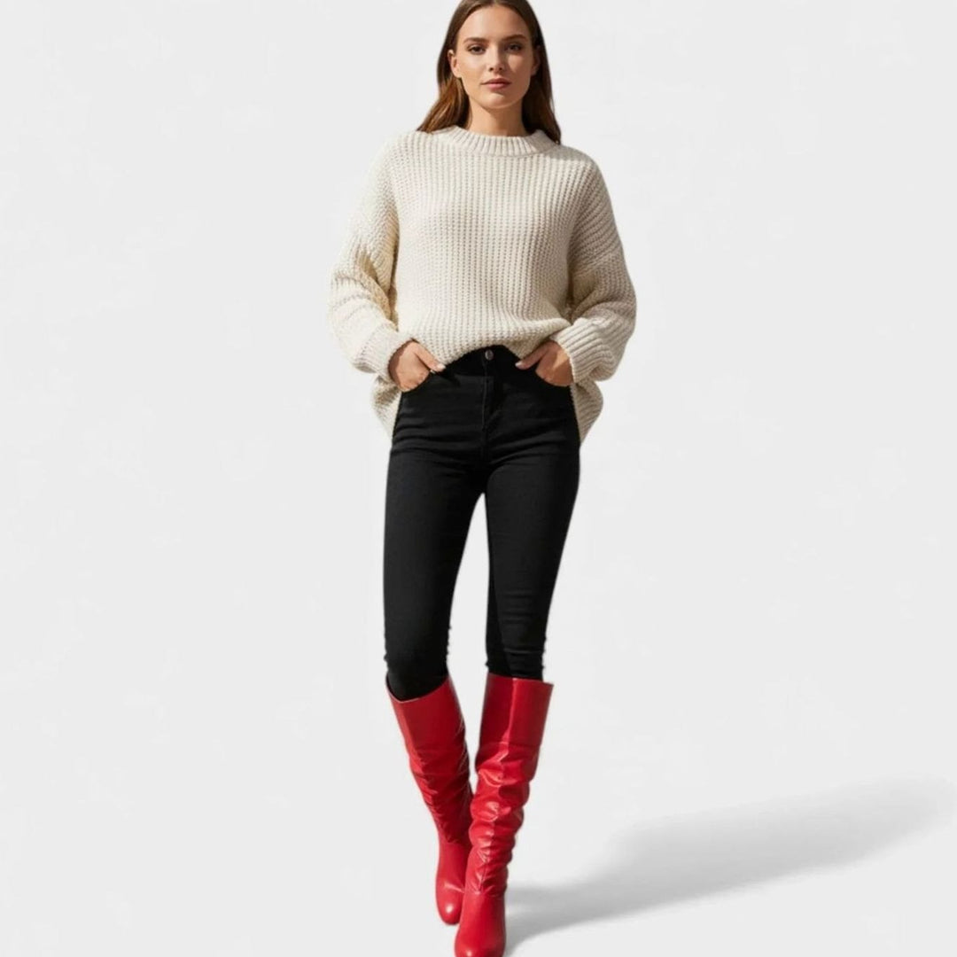 Women's Slouchy Mid-Calf Boots Low Block Heel Bow-Tie Detail