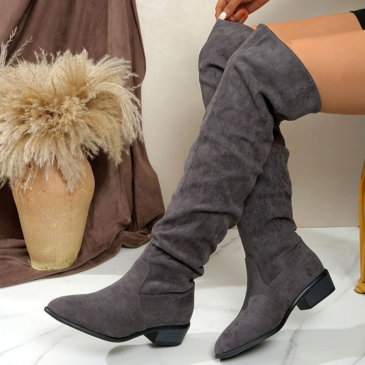 Women's Slouchy Over-the-Knee Suede Block-Heel Boots