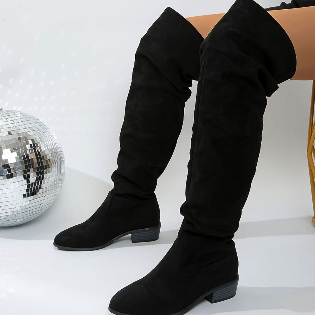 Women's Slouchy Over-the-Knee Suede Block-Heel Boots
