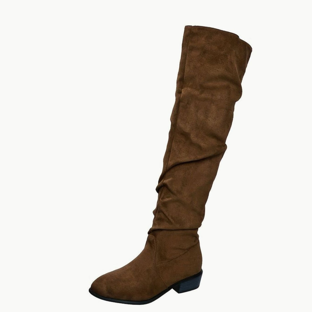 Women's Slouchy Over-the-Knee Suede Block-Heel Boots