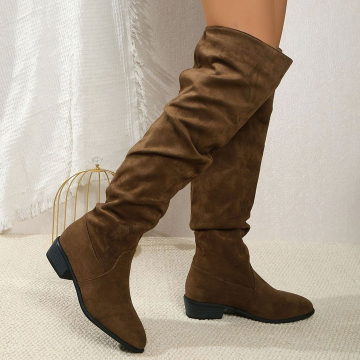 Women's Slouchy Over-the-Knee Suede Block-Heel Boots