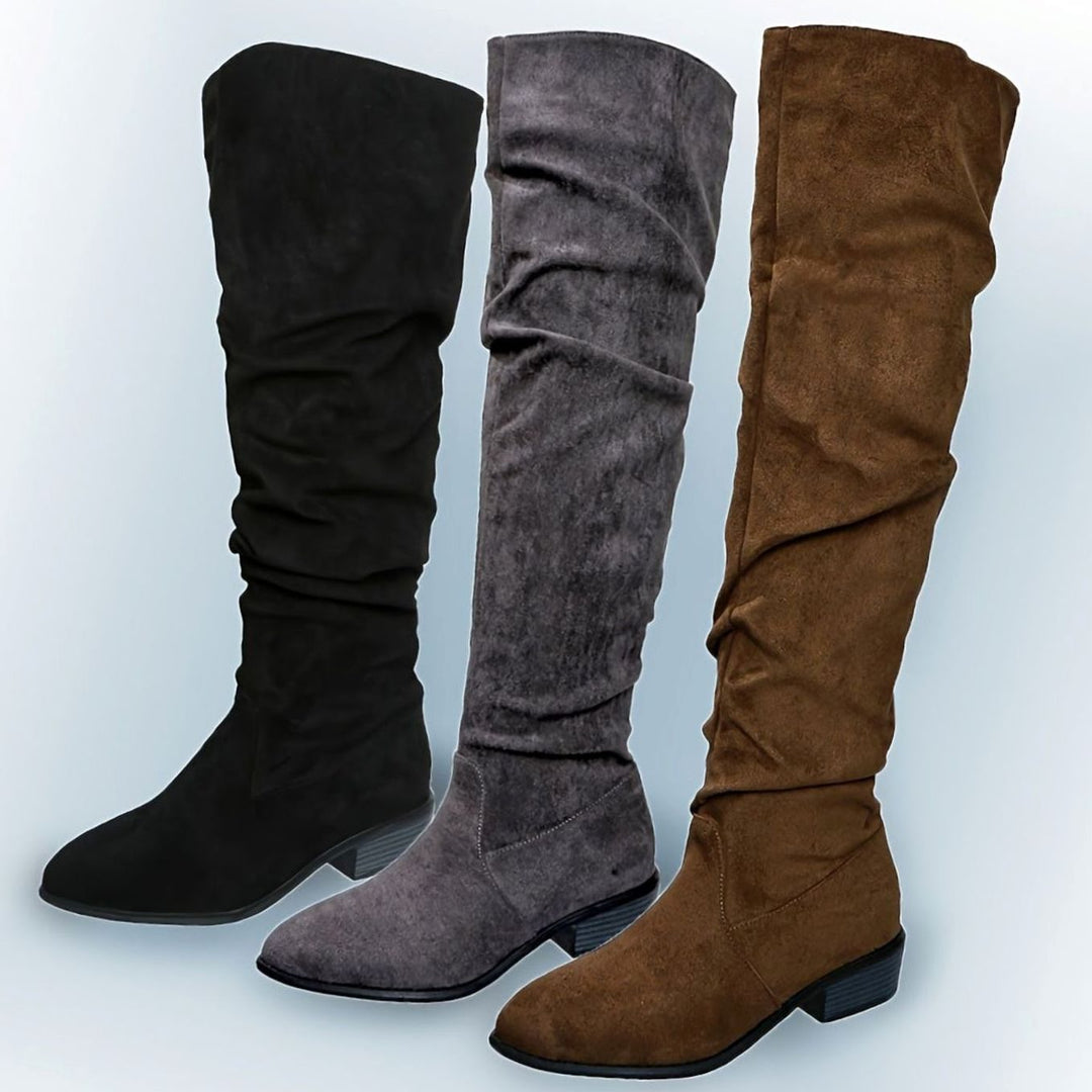 Women's Slouchy Over-the-Knee Suede Block-Heel Boots