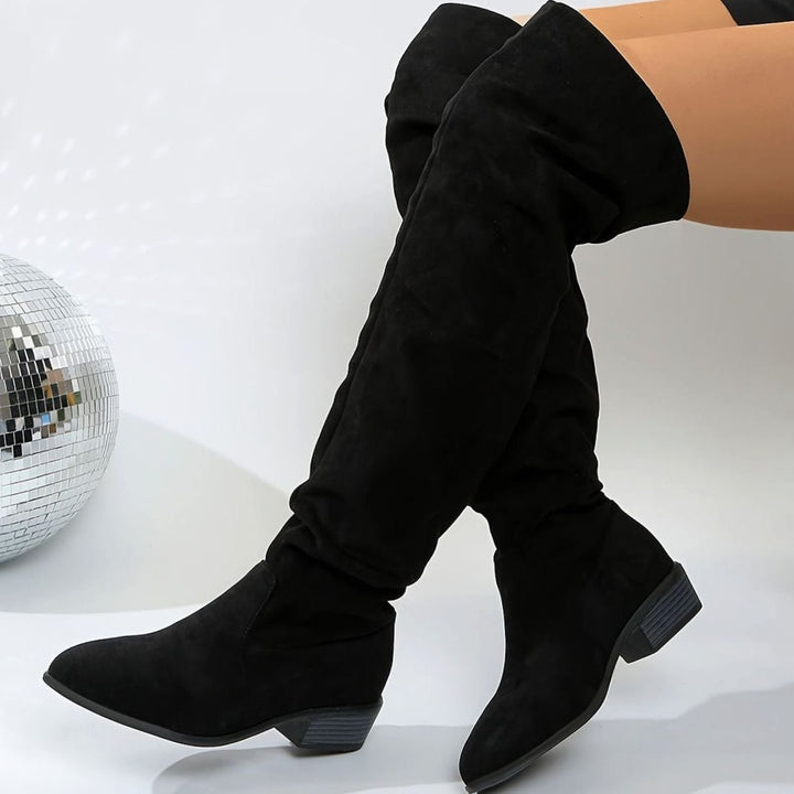 Women's Slouchy Over-the-Knee Suede Block-Heel Boots
