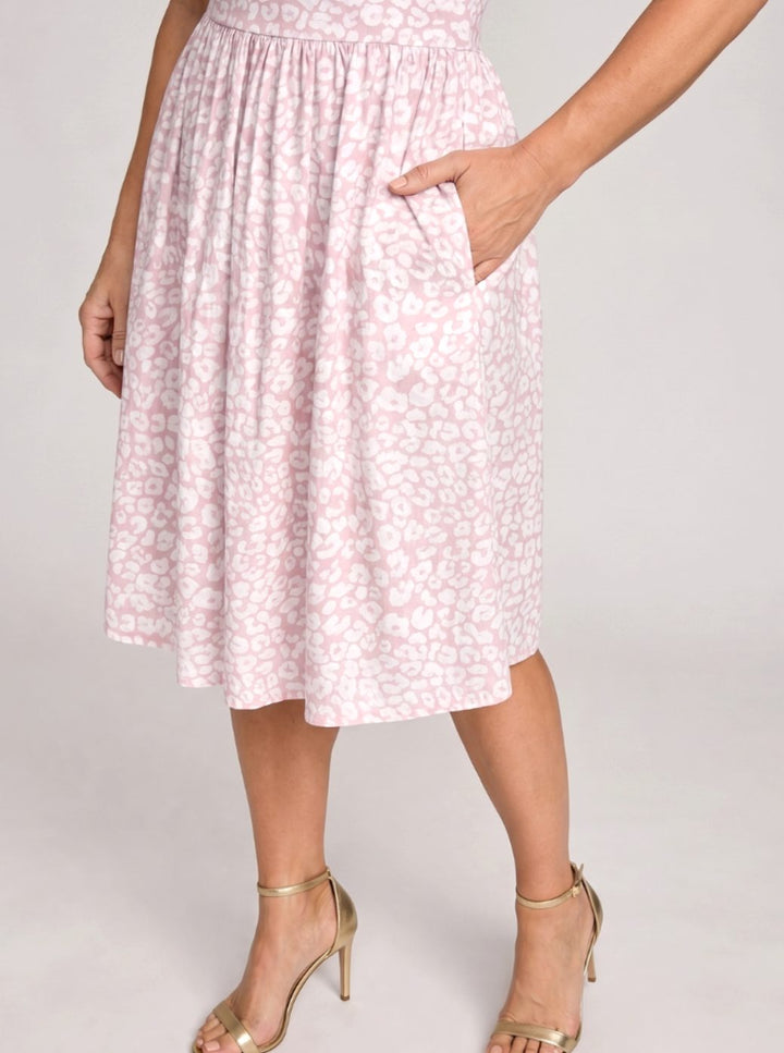 Women's Square Neck Floral Print Sleeveless Knee-Length Dress