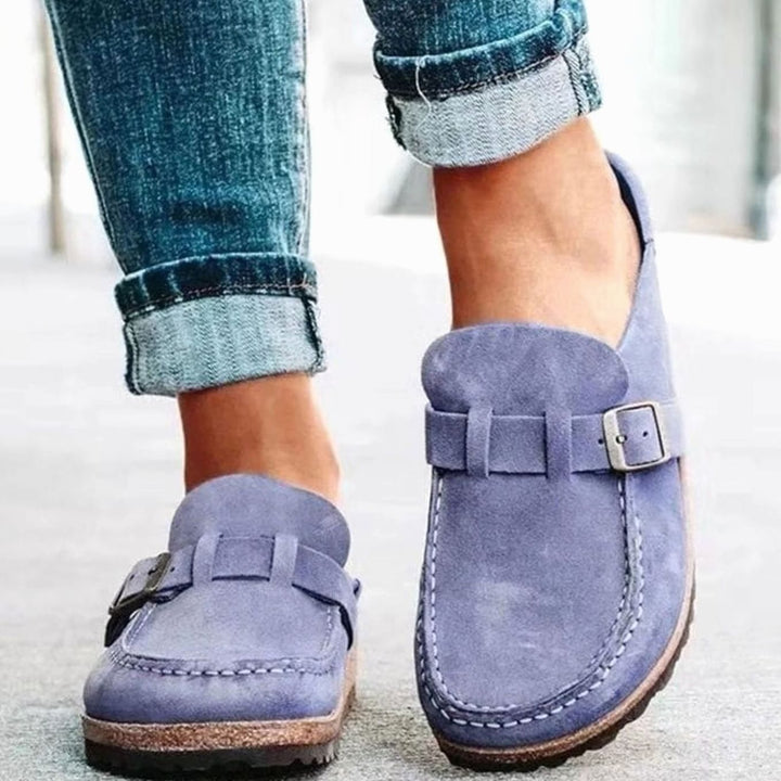 Women's Suede Buckle Slip-On Loafers - Purple