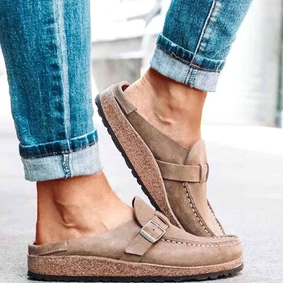 Women's Suede Buckle Slip-On Loafers