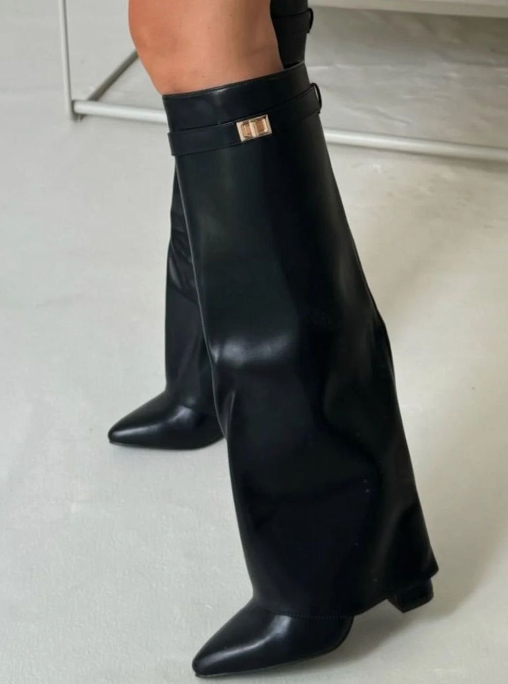 Women's Suede Knee-High Fold-Over Buckle Thigh-High Boots