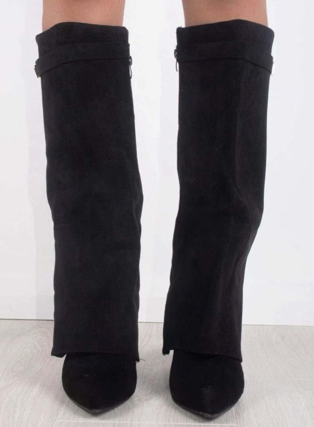 Women's Suede Knee-High Fold-Over Buckle Thigh-High Boots
