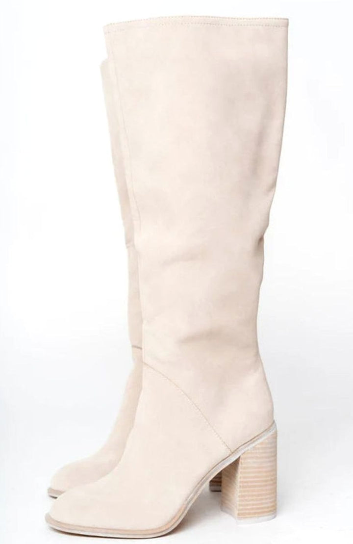 Women's Suede-Look Block Heel Knee-High Boots