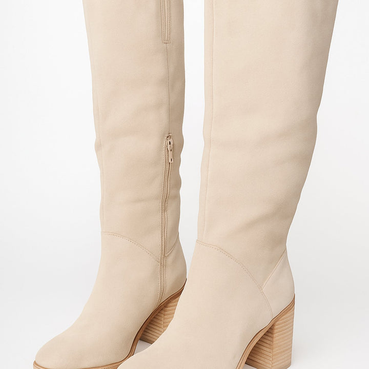 Women's Suede-Look Block Heel Knee-High Boots