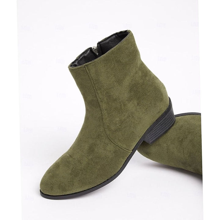 Women's Suede Side-Zip Block Heel Ankle Boots