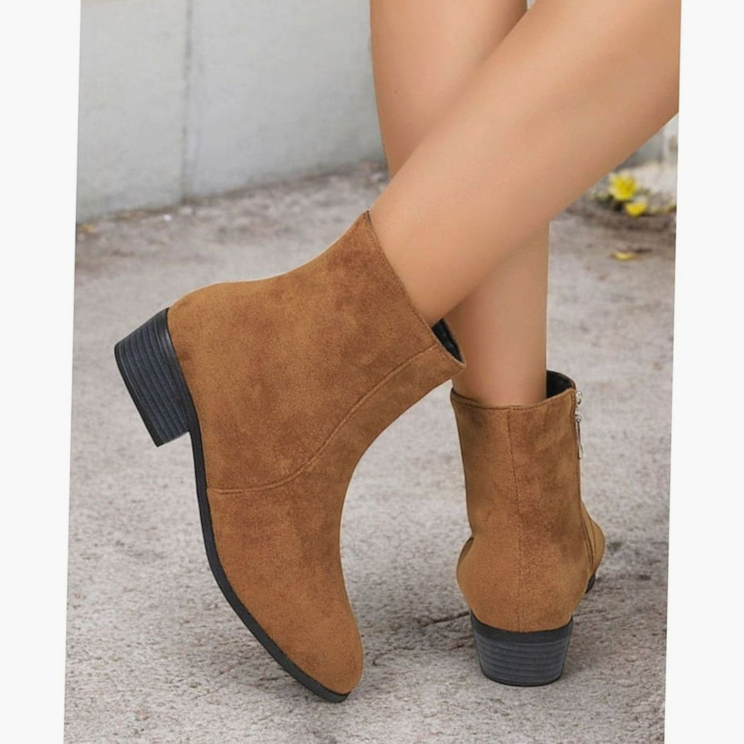 Women's Suede Side-Zip Block Heel Ankle Boots