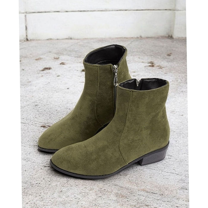 Women's Suede Side-Zip Block Heel Ankle Boots