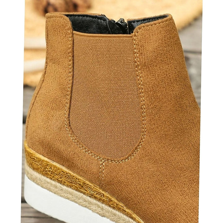 Women's Suede Wedge Chelsea Ankle Booties Side-Zip