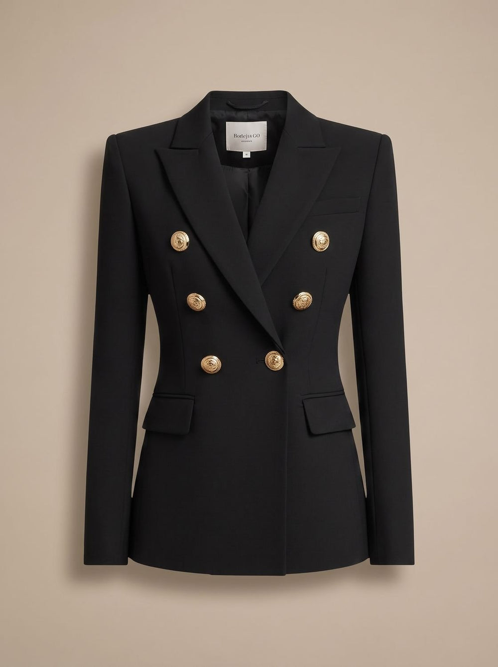 Women's Tailored Double-Breasted Gold-Button Blazer
