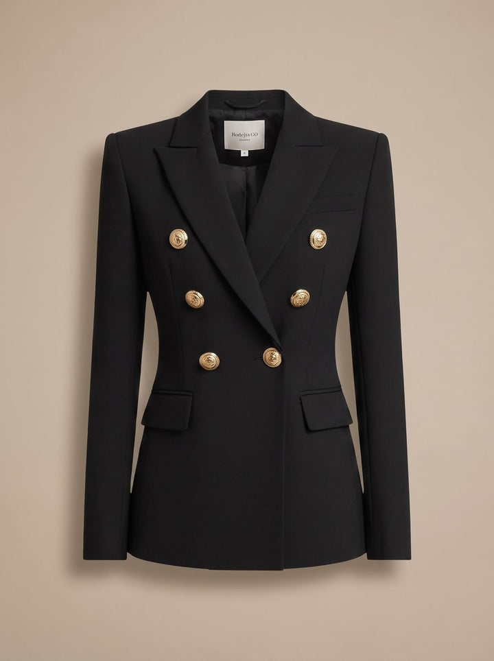 Women's Tailored Double-Breasted Gold-Button Blazer