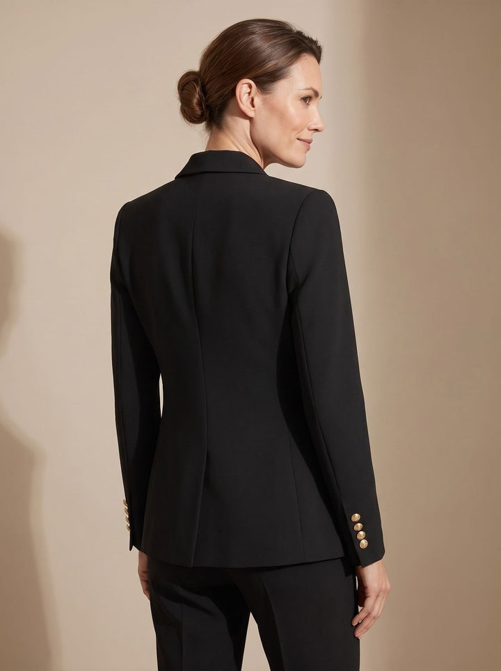Women's Tailored Double-Breasted Gold-Button Blazer