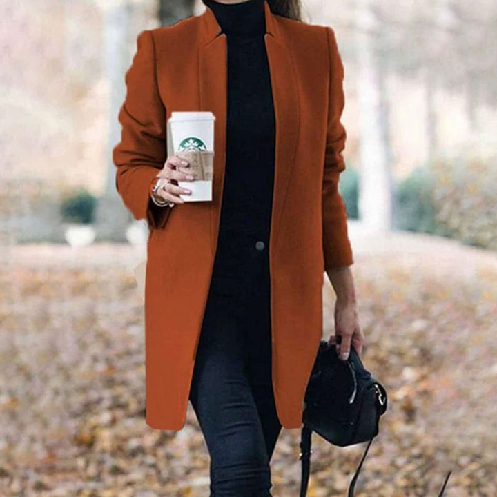 Women's Tailored Lapel Long Winter Coat - Camel