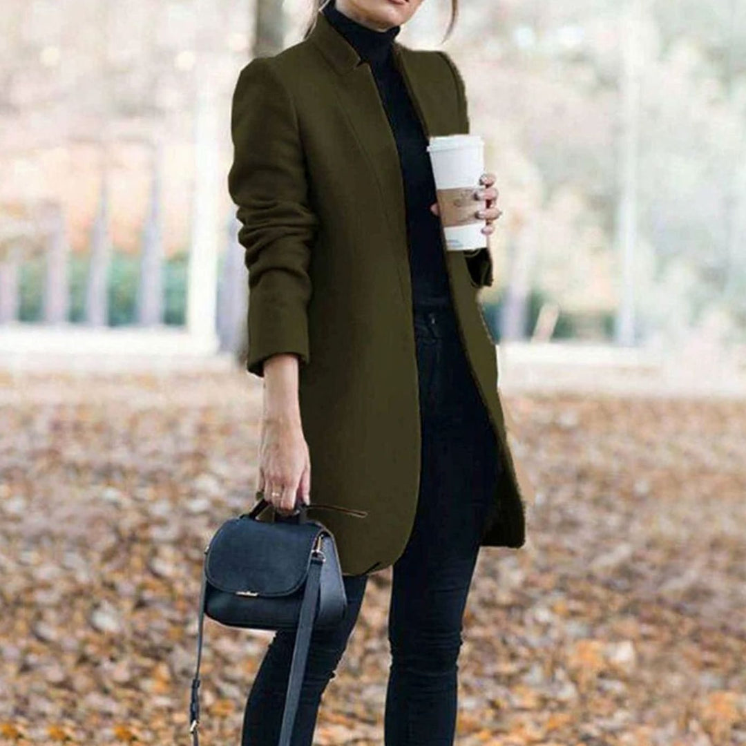 Women's Tailored Lapel Long Winter Coat - Green