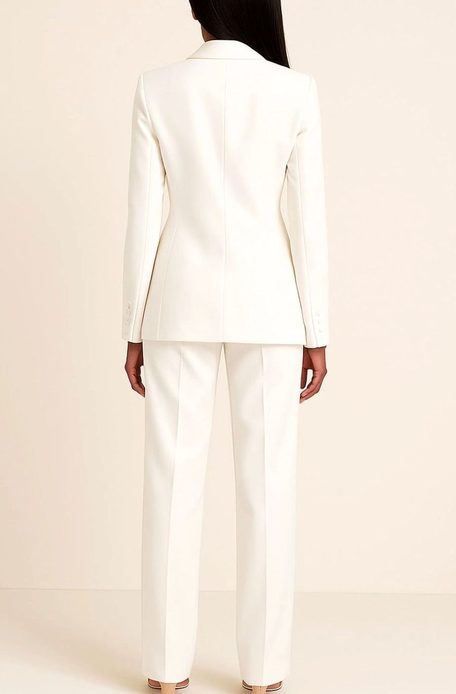 Women's Tailored Single-Button Blazer Wide-Leg Pants Suit Set