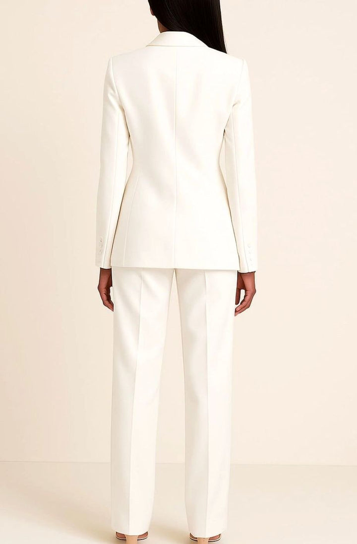 Women's Tailored Single-Button Blazer Wide-Leg Pants Suit Set