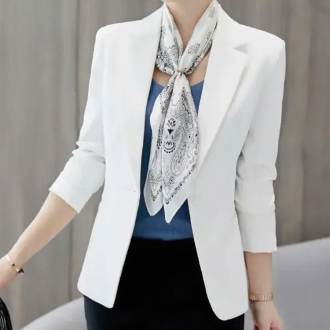 Women's Tailored Slim-Fit One-Button Office Blazer - White