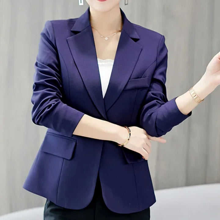 Women's Tailored Slim-Fit One-Button Office Blazer - Navy Blue