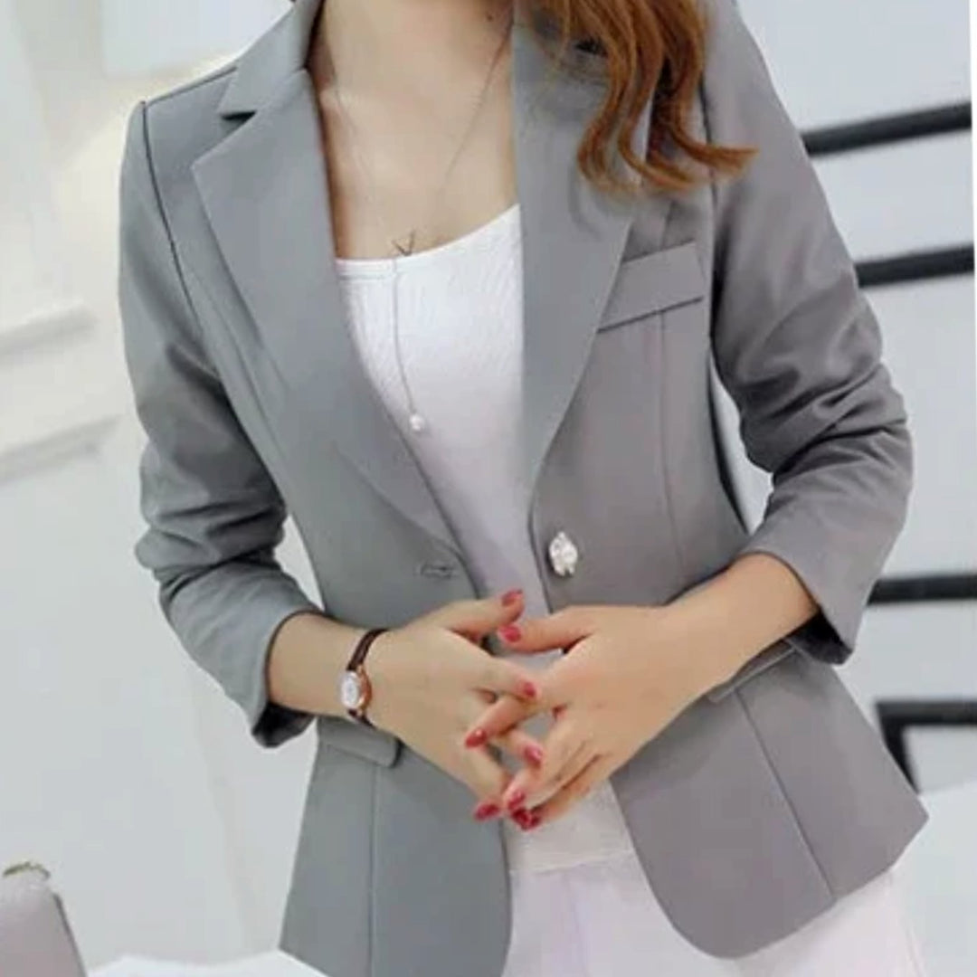 Women's Tailored Slim-Fit One-Button Office Blazer - Gray