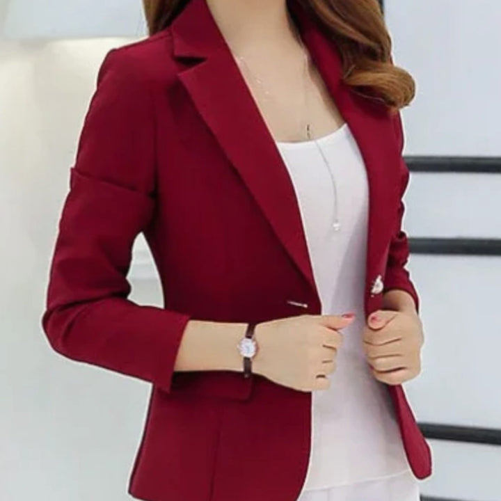 Women's Tailored Slim-Fit One-Button Office Blazer - Maroon