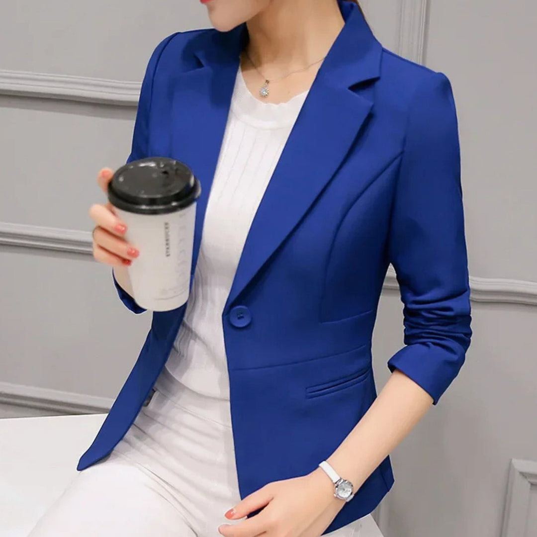 Women's Tailored Slim-Fit One-Button Office Blazer - Blue