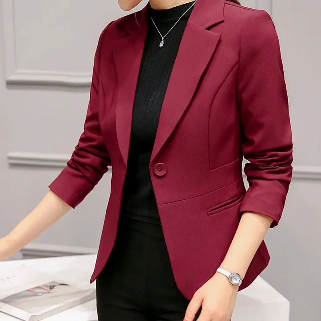 Women's Tailored Slim-Fit One-Button Office Blazer - Red
