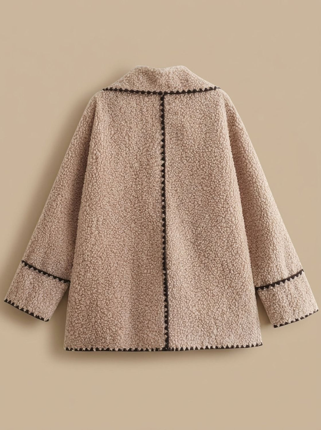 Women's Teddy Fleece Faux Fur Coat Lapel Trim Detail