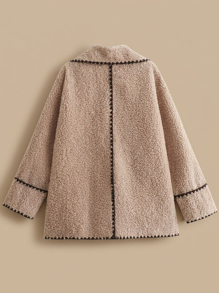 Women's Teddy Fleece Faux Fur Coat Lapel Trim Detail