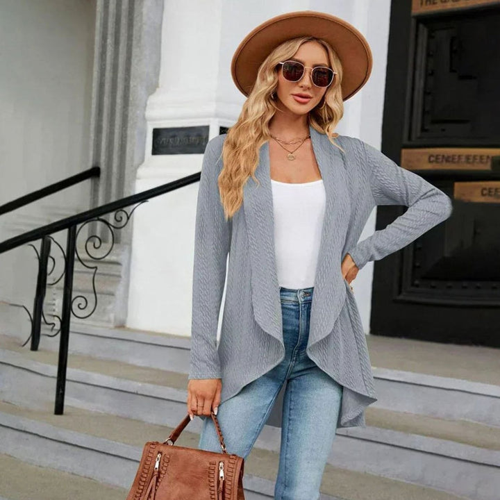 Women's Textured Open-Front Long-Sleeve Cardigan