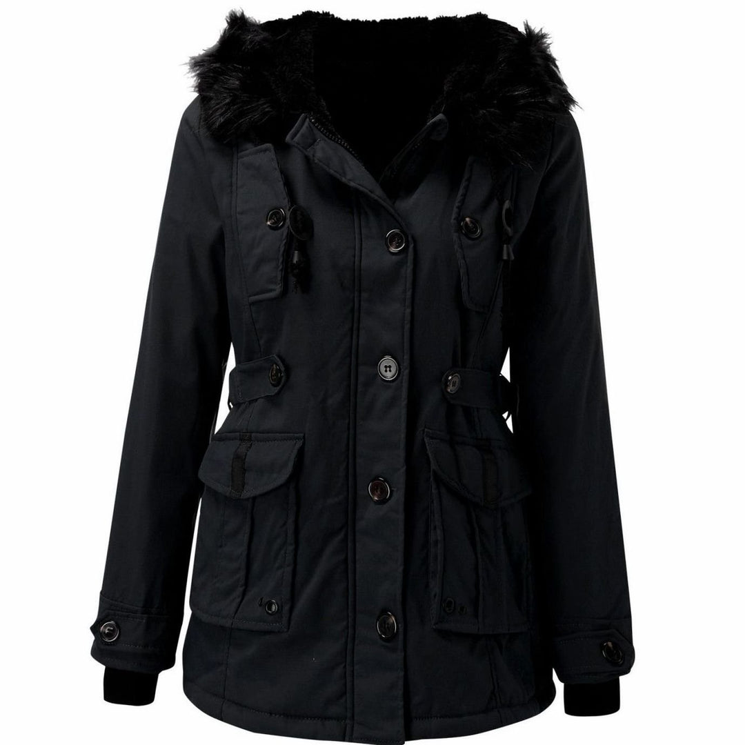 Women's Thick Faux Fur Hooded Drawstring Parka Coat
