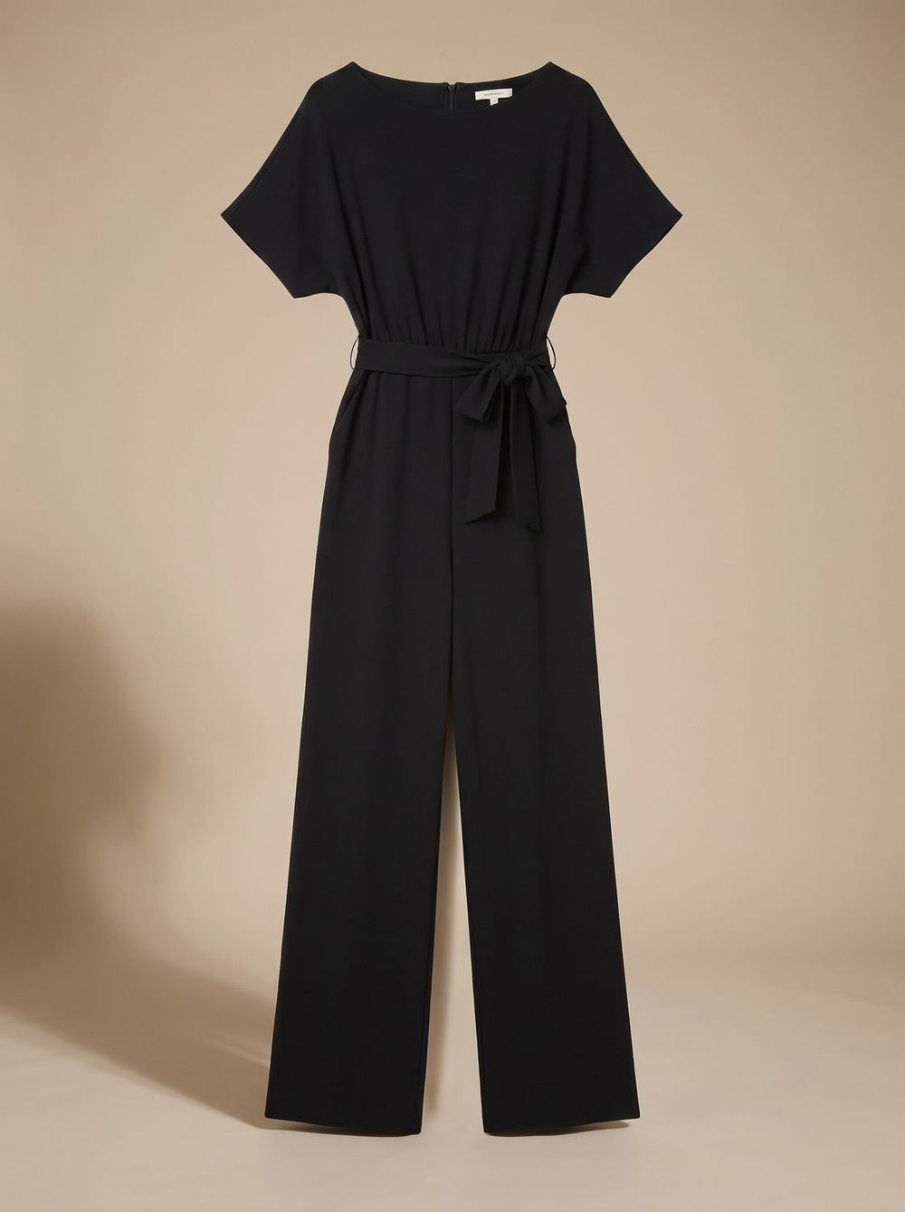 Women's Tie-Belt Wide-Leg Short-Sleeve Jumpsuit