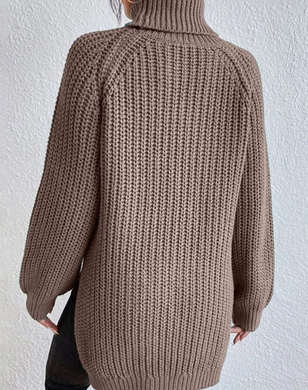 Women's Turtleneck Relaxed-Fit Ribbed Knit Sweater