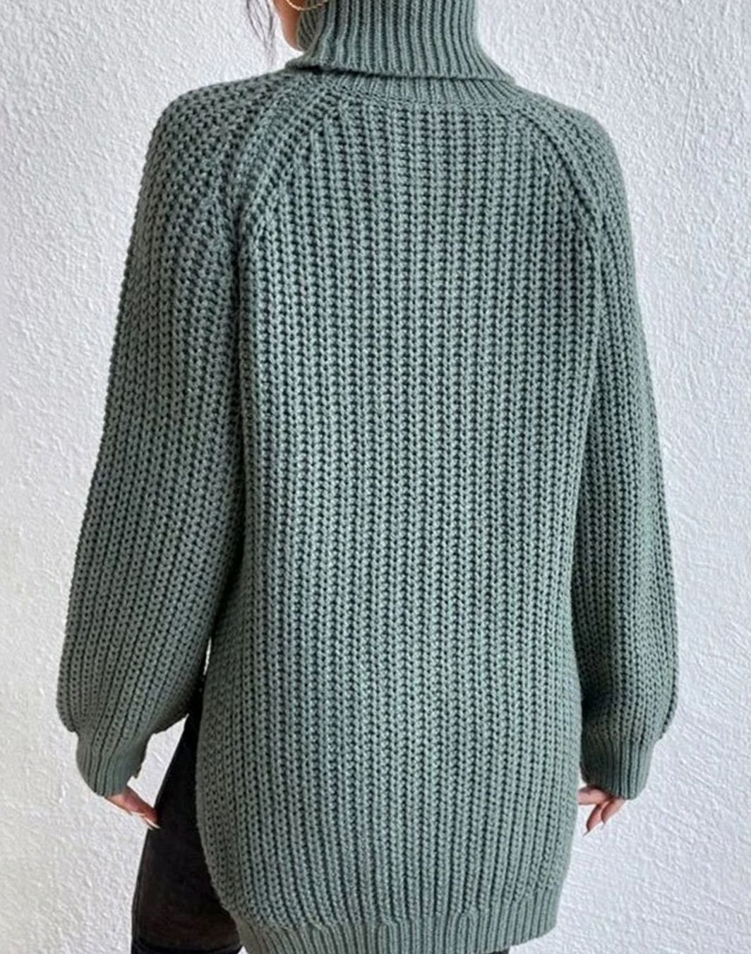 Women's Turtleneck Relaxed-Fit Ribbed Knit Sweater