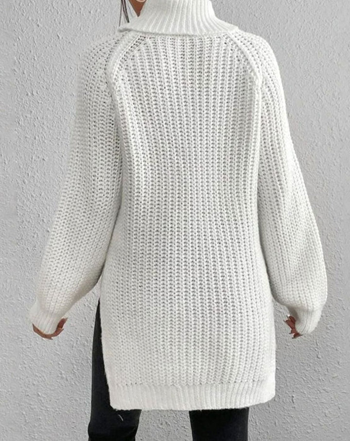 Women's Turtleneck Relaxed-Fit Ribbed Knit Sweater