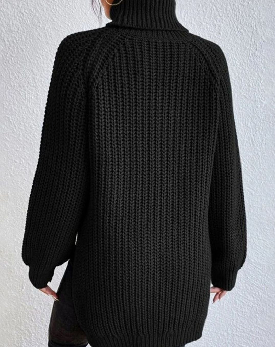 Women's Turtleneck Relaxed-Fit Ribbed Knit Sweater