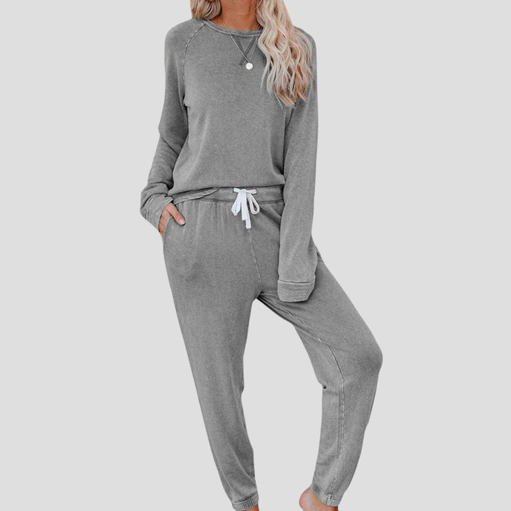 Women's Two Piece Set Long Sleeve Sweatshirt Jogger Lounge Set - Gray