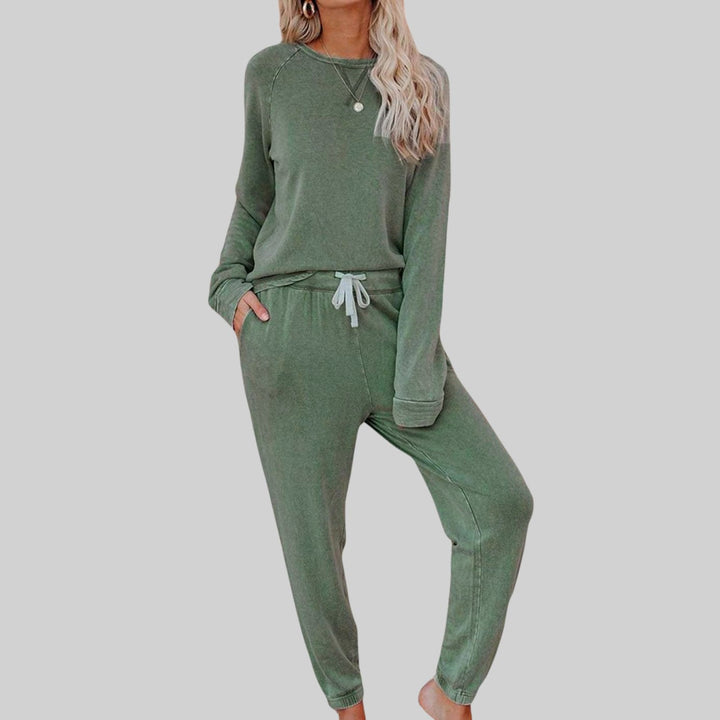 Women's Two Piece Set Long Sleeve Sweatshirt Jogger Lounge Set - Green