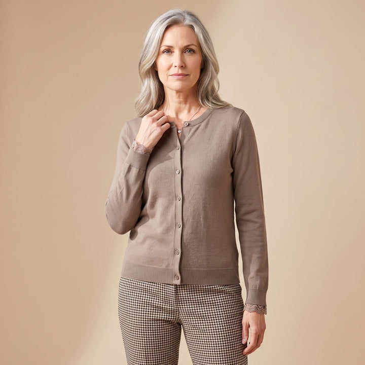 Women's V-Neck Button-Front Knit Cardigan Sweater - Brown