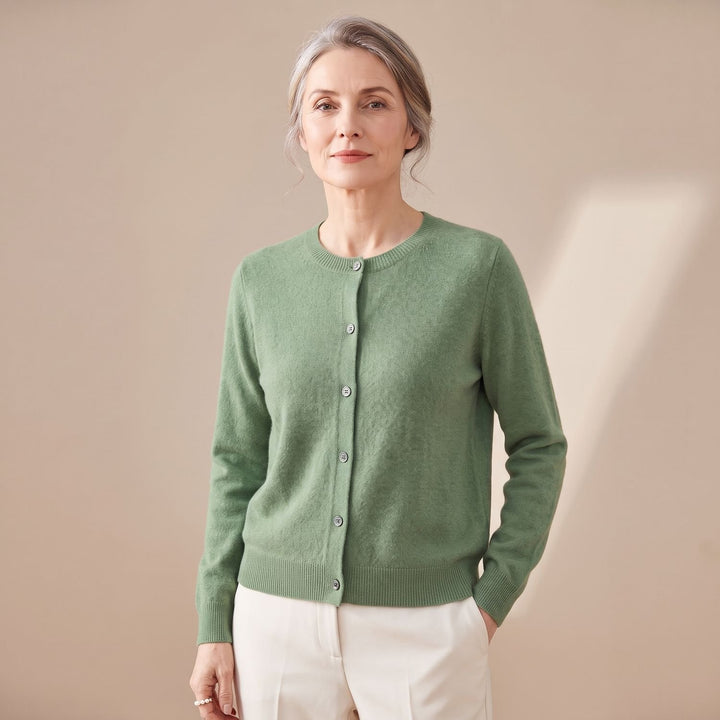 Women's V-Neck Button-Front Knit Cardigan Sweater - Light Green